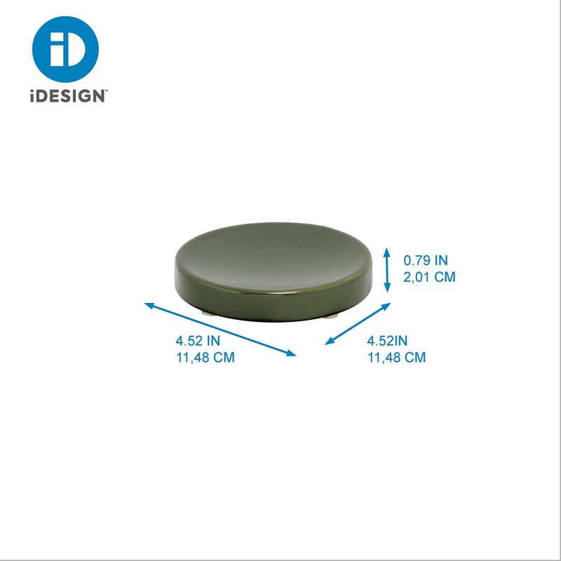 InterDesign iDesign Ceramic Earth Collection Ceramic Bar Soap Dish, Moss - Image 3